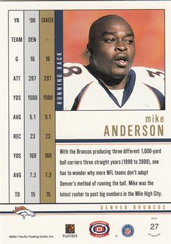 2001 Pacific Dynagon #27 Mike Anderson Back