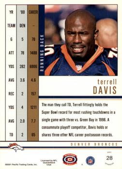 2001 Pacific Dynagon #28 Terrell Davis Back