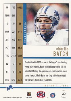 2001 Pacific Dynagon #32 Charlie Batch Back