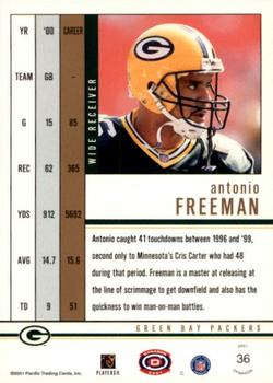 2001 Pacific Dynagon #36 Antonio Freeman Back