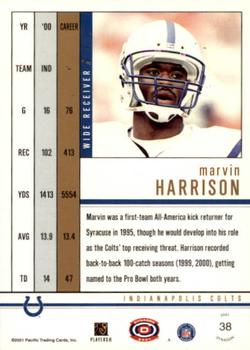 2001 Pacific Dynagon #38 Marvin Harrison Back