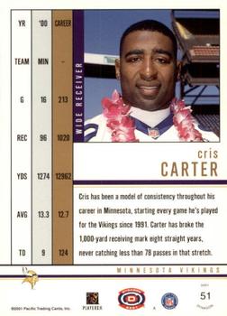 2001 Pacific Dynagon #51 Cris Carter Back