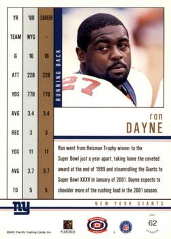 2001 Pacific Dynagon #62 Ron Dayne Back