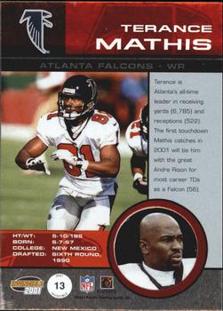 2001 Pacific Invincible #13 Terance Mathis Back