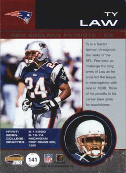 2001 Pacific Invincible #141 Ty Law Back