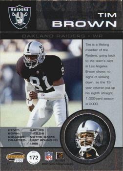 2001 Pacific Invincible #172 Tim Brown Back