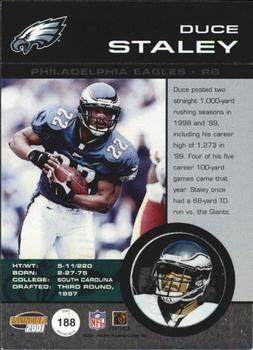 2001 Pacific Invincible #188 Duce Staley Back