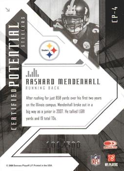 2008 Leaf Certified Materials - Certified Potential Mirror #CP-4 Rashard Mendenhall Back