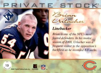 2001 Pacific Private Stock #19 Brian Urlacher Back