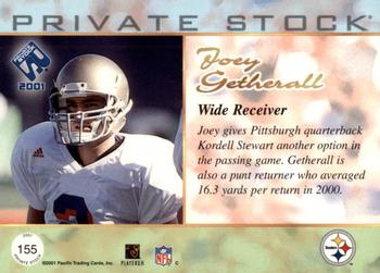 2001 Pacific Private Stock #155 Joey Getherall Back