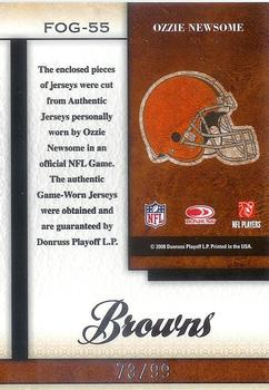 2008 Leaf Certified Materials - Fabric of the Game #FOG-55 Ozzie Newsome Back