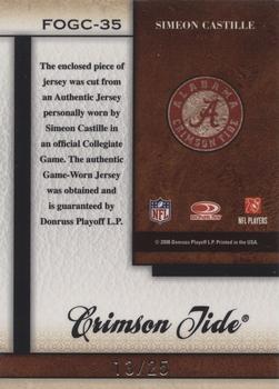 2008 Leaf Certified Materials - Fabric of the Game College Prime #FOGC-35 Simeon Castille Back