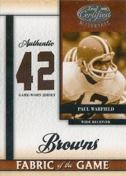 2008 Leaf Certified Materials - Fabric of the Game Jersey Number #FOG-56 Paul Warfield Front