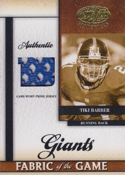 2008 Leaf Certified Materials - Fabric of the Game Team Logo Prime #FOG-68 Tiki Barber Front