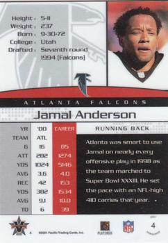 2001 Pacific Vanguard #4 Jamal Anderson Back