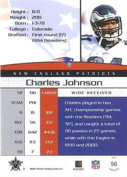 2001 Pacific Vanguard #56 Charles Johnson Back