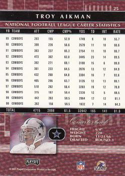 2001 Playoff Absolute Memorabilia #25 Troy Aikman Back