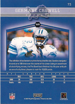2001 Playoff Honors #73 Germane Crowell Back
