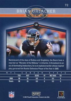 2001 Playoff Honors #72 Brian Urlacher Back