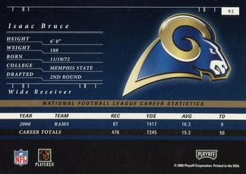 2001 Playoff Preferred #92 Isaac Bruce Back