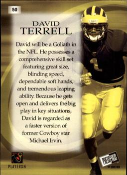 2001 Press Pass #50 David Terrell Back