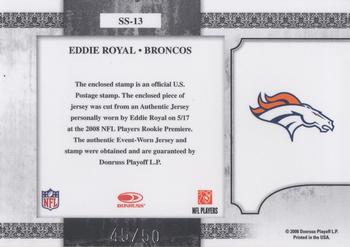2008 Leaf Certified Materials - Souvenir Stamps Material Pro Team Logos #SS-13 Eddie Royal Back