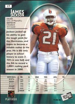 2001 Press Pass SE #17 James Jackson Back