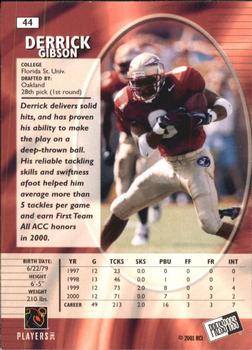 2001 Press Pass SE #44 Derrick Gibson Back