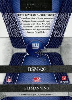 2008 Leaf Limited - Banner Season Materials #BSM-20 Eli Manning Back