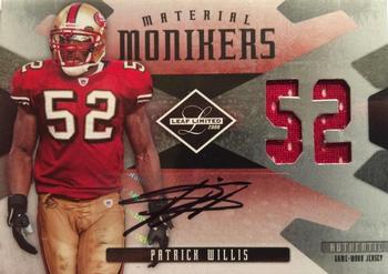 2008 Leaf Limited - Material Monikers Jersey Number #MM-30 Patrick Willis Front
