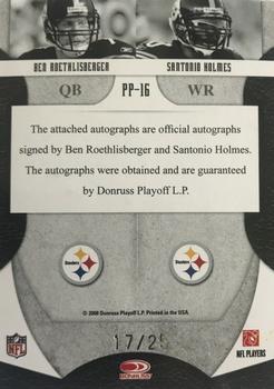 2008 Leaf Limited - Prime Pairings Autographs #PP-16 Ben Roethlisberger / Santonio Holmes Back