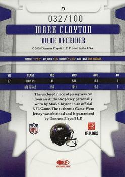 2008 Leaf Limited - Threads #9 Mark Clayton Back