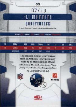 2008 Leaf Limited - Threads Prime Team Logo #65 Eli Manning Back
