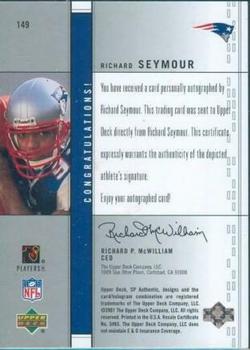 2001 SP Authentic #149 Richard Seymour Back
