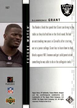 2001 SP Authentic #167 DeLawrence Grant Back