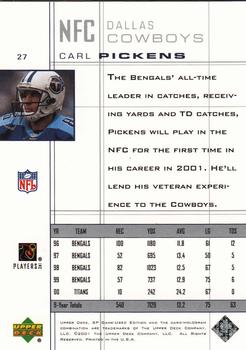 2001 SP Game Used Edition #27 Carl Pickens Back