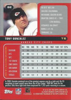 2001 Stadium Club #82 Tony Gonzalez Back
