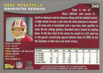 2001 Topps #348 Sage Rosenfels Back