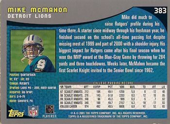 2001 Topps #383 Mike McMahon Back
