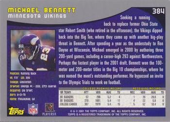 2001 Topps #384 Michael Bennett Back