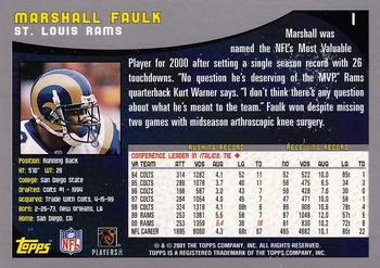 2001 Topps #1 Marshall Faulk Back