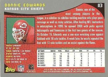 2001 Topps #113 Donnie Edwards Back