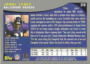 2001 Topps #218 Jamal Lewis Back