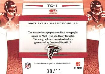 2008 Leaf Rookies & Stars - Team Chemistry Autographs #TC-1 Matt Ryan / Harry Douglas Back