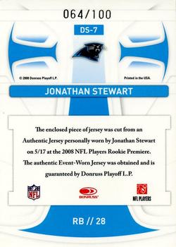 2008 Leaf Rookies & Stars Longevity - Dress for Success Jerseys #DS-7 Jonathan Stewart Back