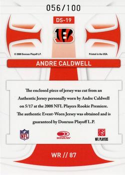 2008 Leaf Rookies & Stars Longevity - Dress for Success Jerseys #DS-19 Andre Caldwell Back