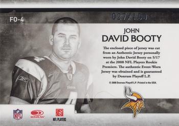 2008 Leaf Rookies & Stars Longevity - Freshman Orientation Materials Jerseys #FO-4 John David Booty Back