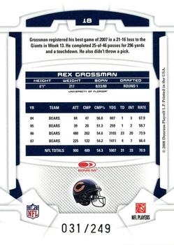 2008 Leaf Rookies & Stars - Longevity Silver #18 Rex Grossman Back
