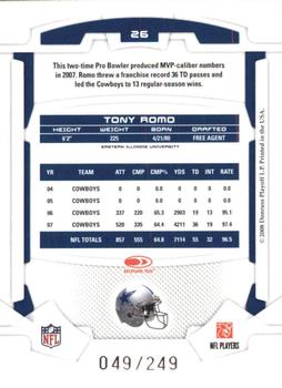 2008 Leaf Rookies & Stars - Longevity Silver #26 Tony Romo Back