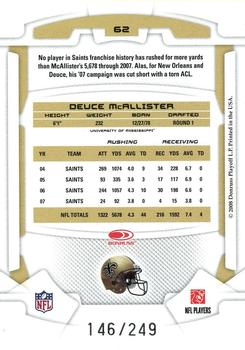 2008 Leaf Rookies & Stars - Longevity Silver #62 Deuce McAllister Back